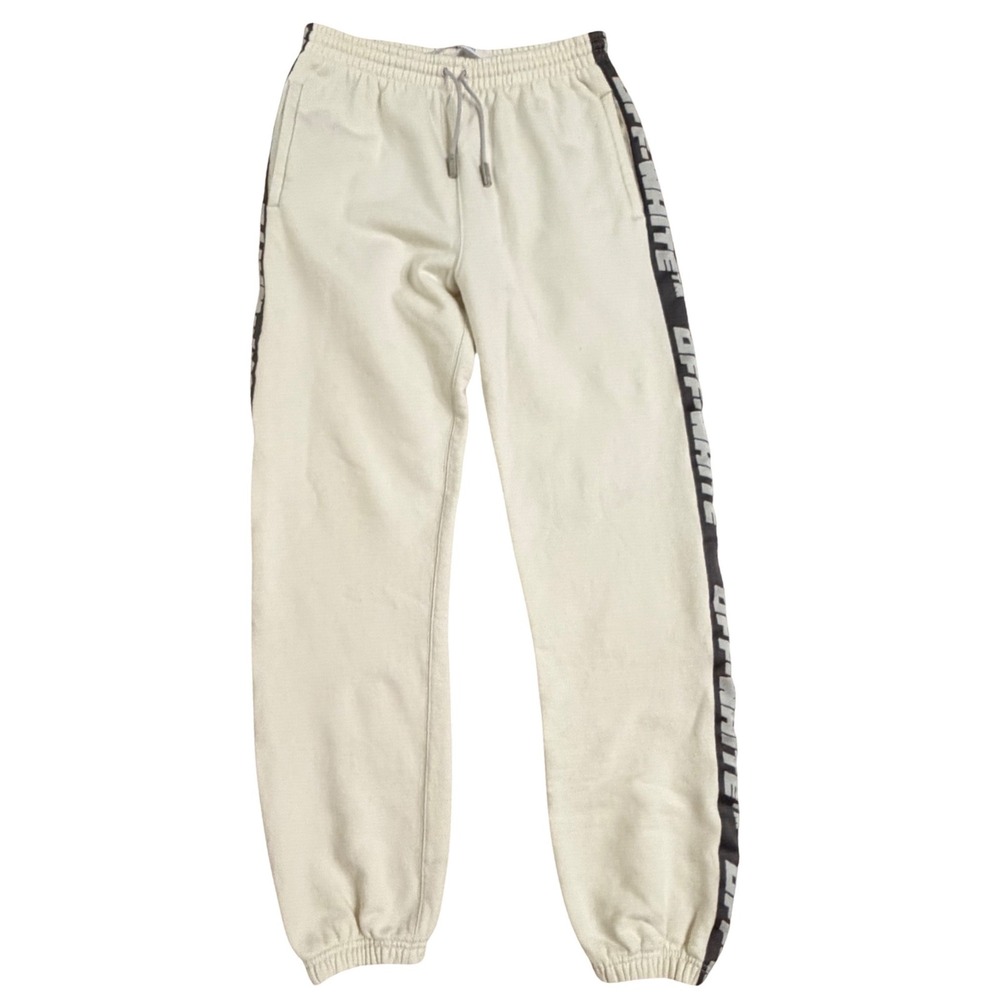 Off-White Logo Side Stripe Sweatpants Cream Joggers Mens M